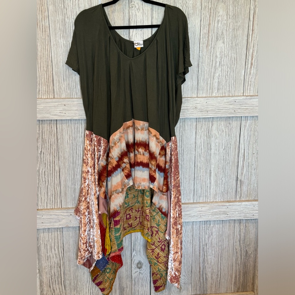 The Morgan Factory Tunic sz 3X. Handmade one of a kind w/Kantha material